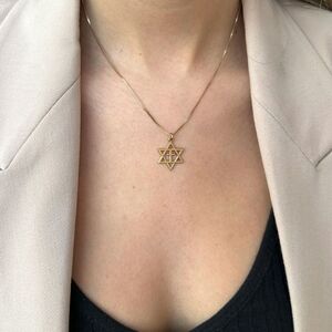 14K Gold Star of David Pendant